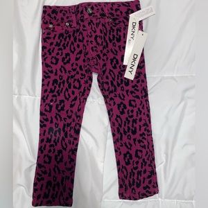 DLNY Hot Pink and Black Leopard Print Toddler Girls Jean